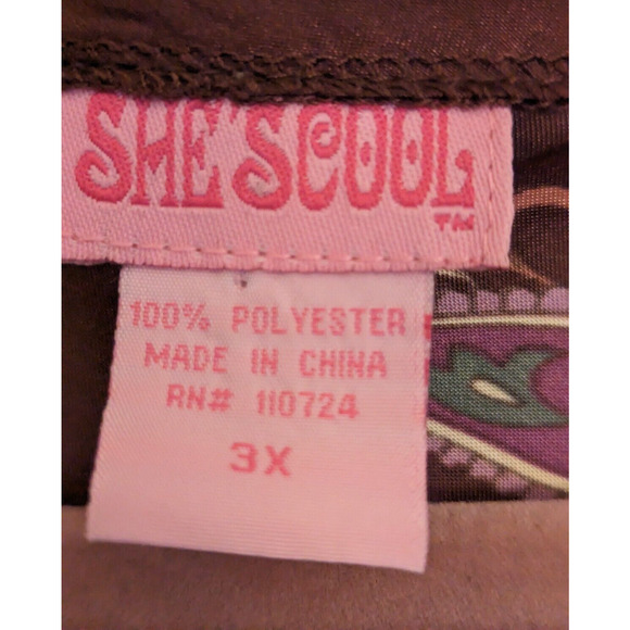 She's Cool Women's 3X Red Pink Kimono Inspired Blouse V-Neck Floral Paisley - Picture 3 of 9